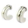 [M9578] - Silver Ceramic 'Choreography' Hoop Earrings - 12 Mm 5 Mm