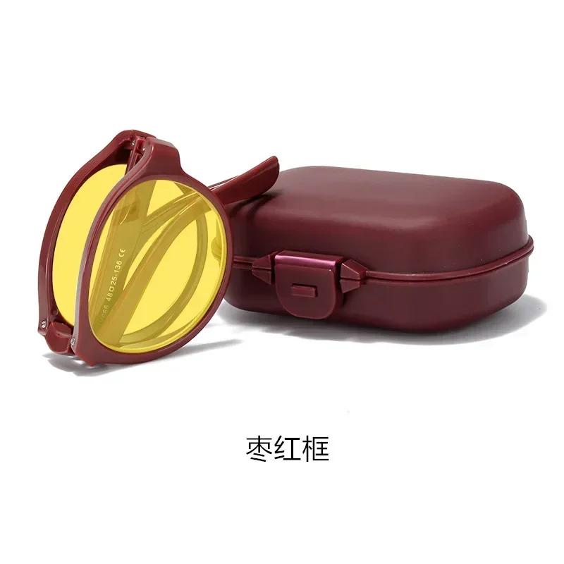 NEW Foldable Night Vision Glasses with Box for Men Women Round Ultralight Light Blocking Eye Protection Eyewear for Driving