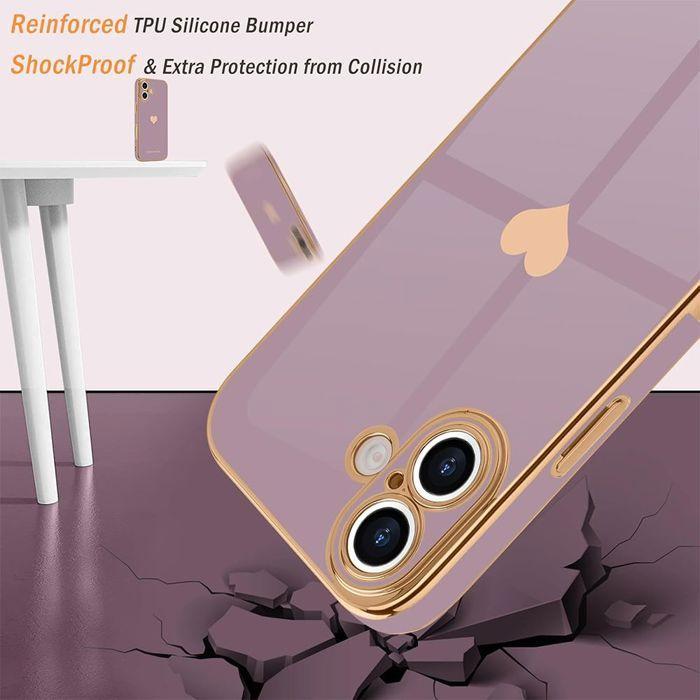 Защитный чехол - E.F.Connection - для iPhone 17 Pro - Силиконовый с узором Фиолетовое Сердце - 2 Защитных Стекла
