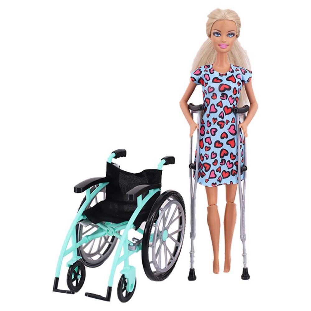 DIY Dollhouse Crutch Model Children Gits Dollhouse Decor Miniature Wheelchair Furniture Toy