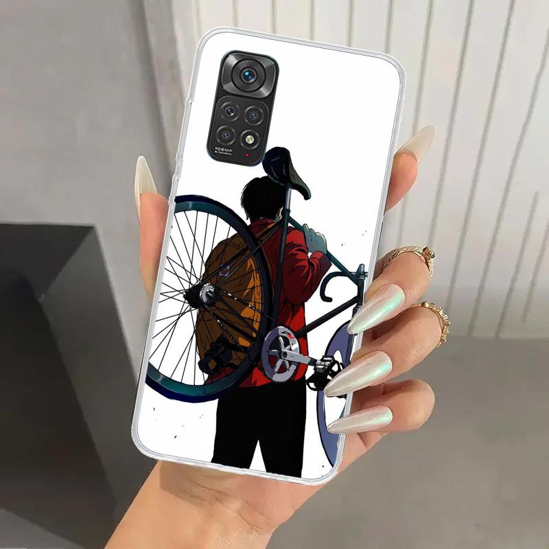 Спортивный чехол для телефона на велосипед для Xiaomi Redmi Note 15 14 14S 13 12S 12 Pro 11S 11 Plus 11T 11E 10S Мягкий чехол с принтом Shell Redmi