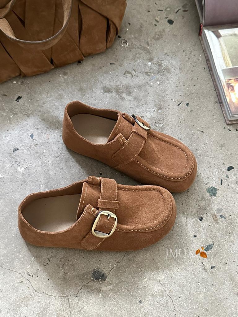 Ретро замшевые туфли на платформе Boken женские 25 осень новые мягкие туфли-бини на мягкой подошве французские высококлассные повседневные туфли-бини