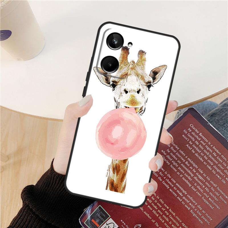 Милый Мультяшный Животный Чехол Жираф Для Realme GT 6 6T 5 GT7 Pro 10 11 12 13 14 Pro Plus C53 C51 C21Y C25S C55 C67 C61 C75