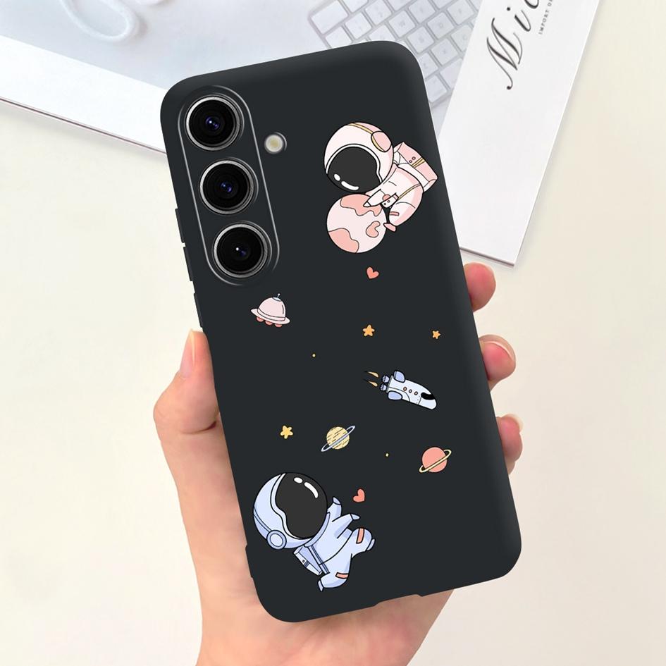 Чехол для Samsung Galaxy S24 Plus Милый Желтый Утенок Астронавт Матовый Силиконовый Мягкий Чехол для Samsung S 24 S24 Ultra S24+ 5G Funda