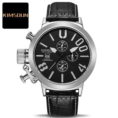 Мужские часы с большим циферблатом и поясом, три глаза, шестиконтактные многофункциональные водонепроницаемые часы