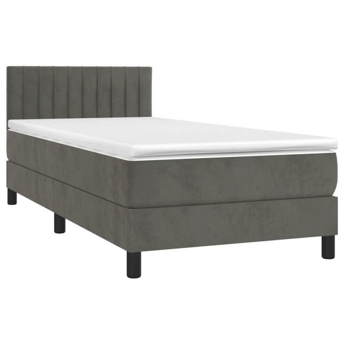 Maison Exclusive - Sommier à lattes de lit et matelas et LED Gris foncé 90x190cm