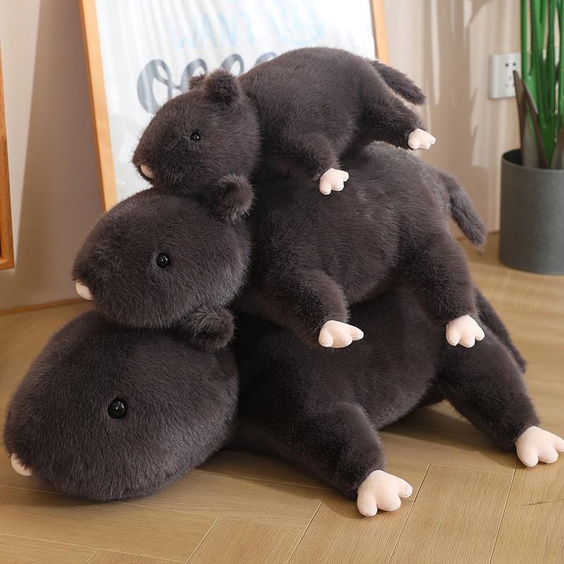 355070Cm Simulation Big Black Mouse Plush Toys Funny Lying Rat Pillow Stuffed Animal Dolls Interesting Room Decor Gift