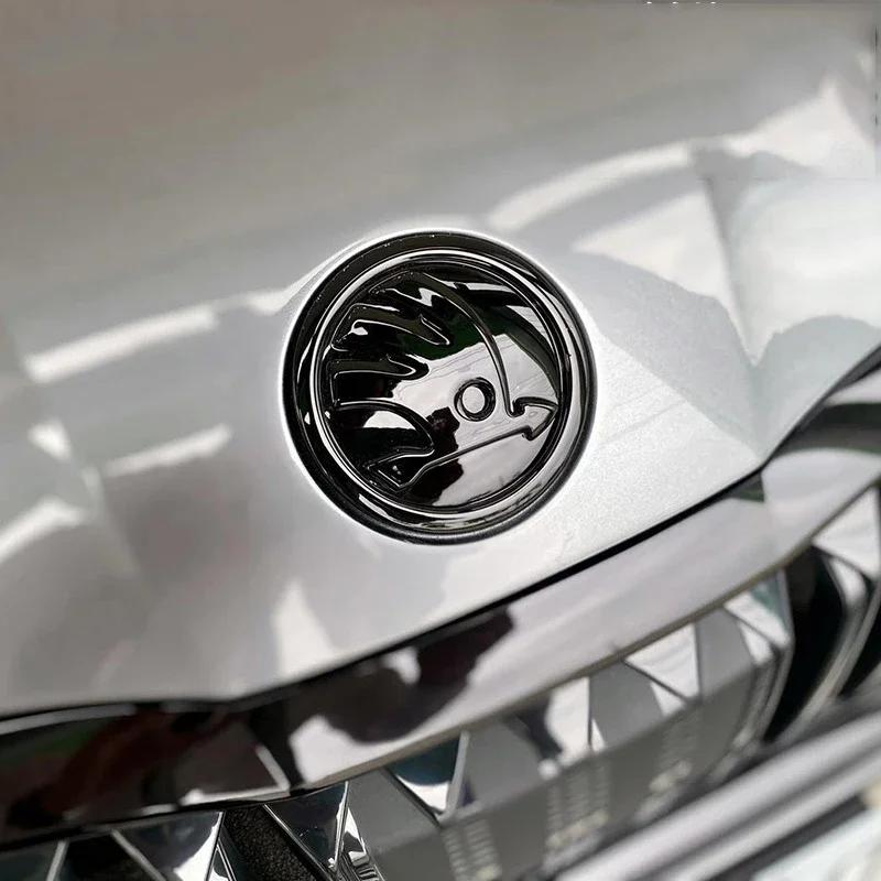 XOWS7 for Skoda Car Overlay Emblem Bonnet Badge Front Hood Sticker Superb Kodiaq Karoq Kamiq Octavia Rapid Spaceback Auto Accessories