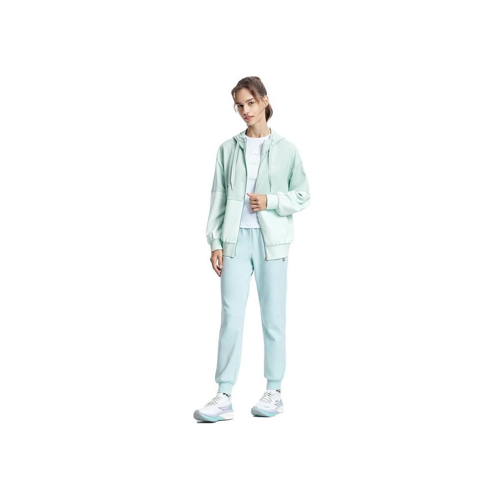 Fila Осень 2023 Новый Американский Стиль Худи Color Block Вязаный Кардиган Спортивный Фитнес Топ Женские топы Dream-Green A11W331503F-TQ