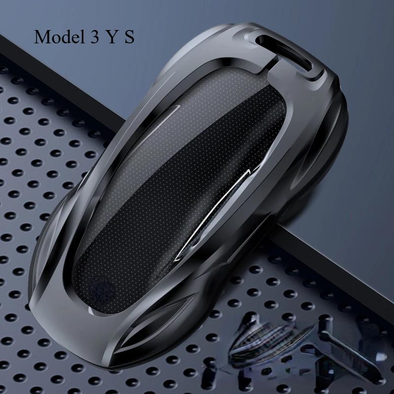 For Tesla Model 3 Y S Model X Zinc Alloy Black Car Key Protection Shell Cartoon Smart Remote Key Cover Car Accessories