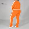2 Pcs/Set Women Jogging Suit Plus Size Zip-up Long Sleeve Sweatsuit with Trousers Loose Fit Tracksuit Sports Outfit for Joggers