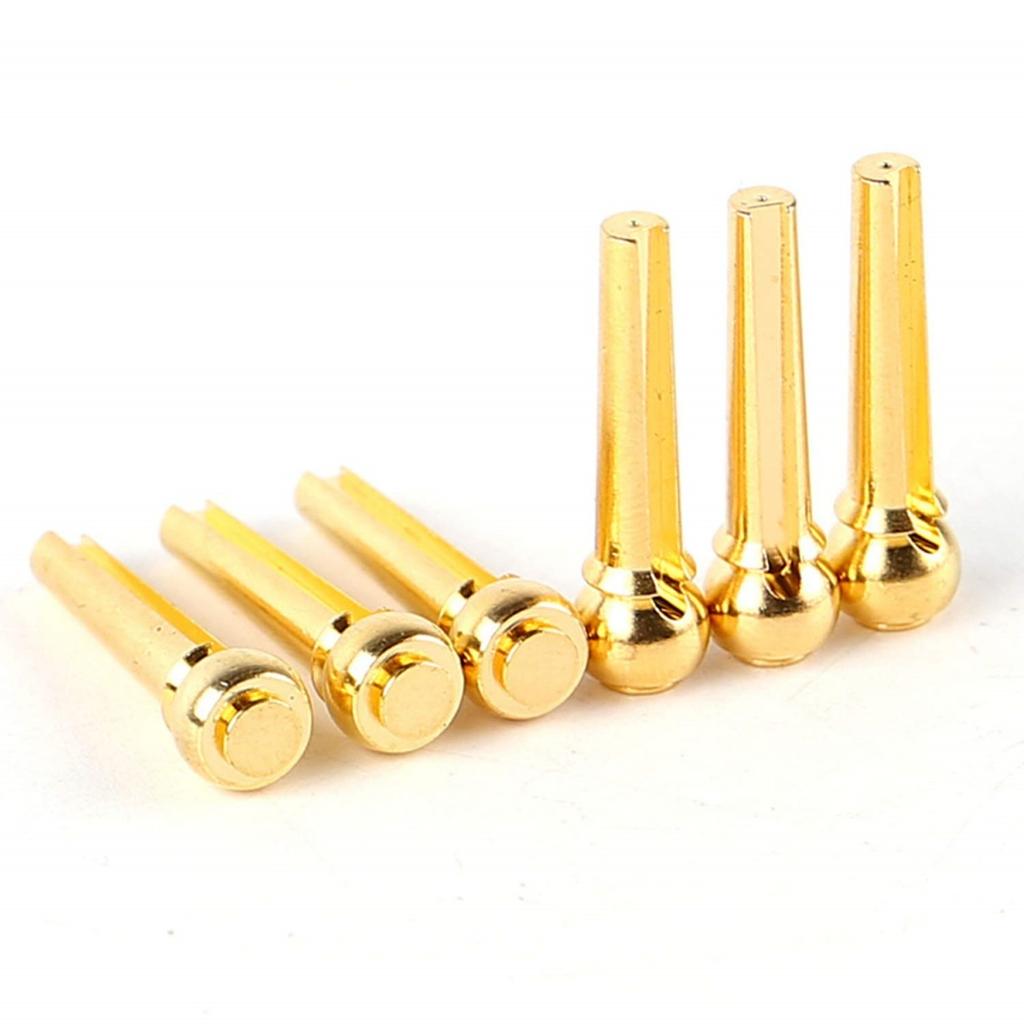 6Pieces Guitar Strings Nail Metal Acoustic Guitar Bridge Pins Brass Fixed Cone Pins String nut Nails Guitar Parts Replacement
