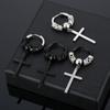 Carved Cross Hoop Earrings Stainless Punk Vintage Pierced Ear Jewelry For Women Men