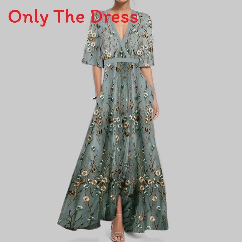 Elegant V Neck Print Pleated Long Dress For Women With Polyester Fabric And Office Style