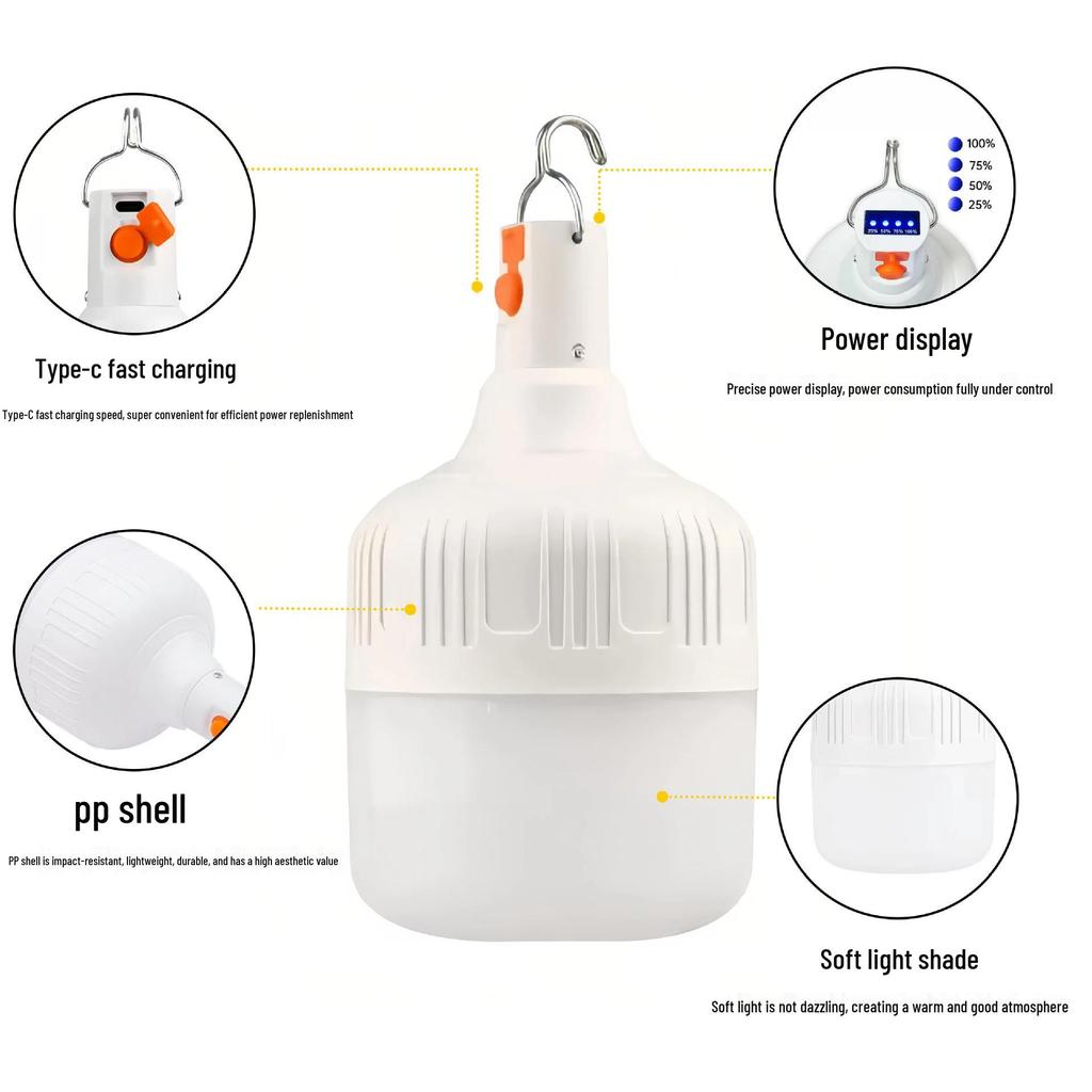 Rechargeable Outdoor LED Camping Light - Portable Emergency Bulb