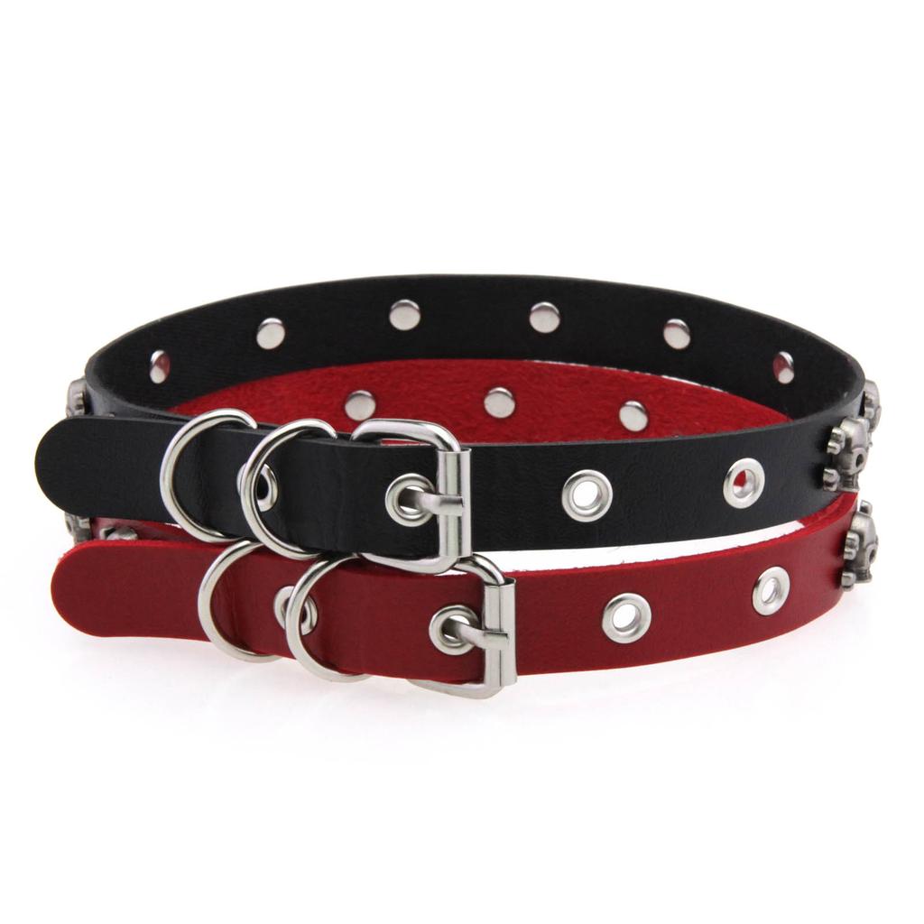 Дерзкий дизайн черепа Чокер из ПУ кожи Регулируемый готический воротник Панк стиль Украшения для женщин мужчин Уличная одежда