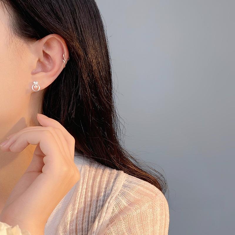 Sweet Love Pearl Ring Earrings for Women's Niche Light Luxury New Design Earrings