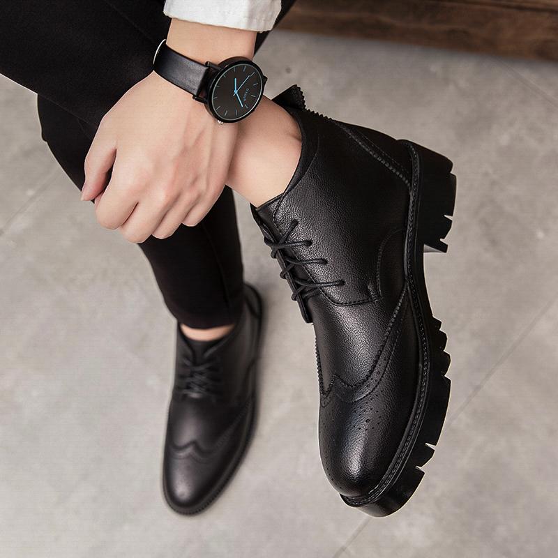 Мужские дизайнерские туфли из кожи с высокой толстой подошвой, модные тенденции мужской моды, универсальные, для вечеринок, свиданий, офиса, мужские туфли