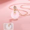 Womens Jade Agate Peace Buckle Necklace Chain Light Luxury Retro Style