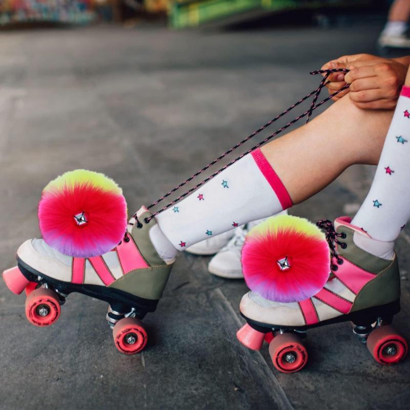 Пушистые роликовые коньки с помпонами для квадроциклов, роликовые коньки для детей, женщин и девочек