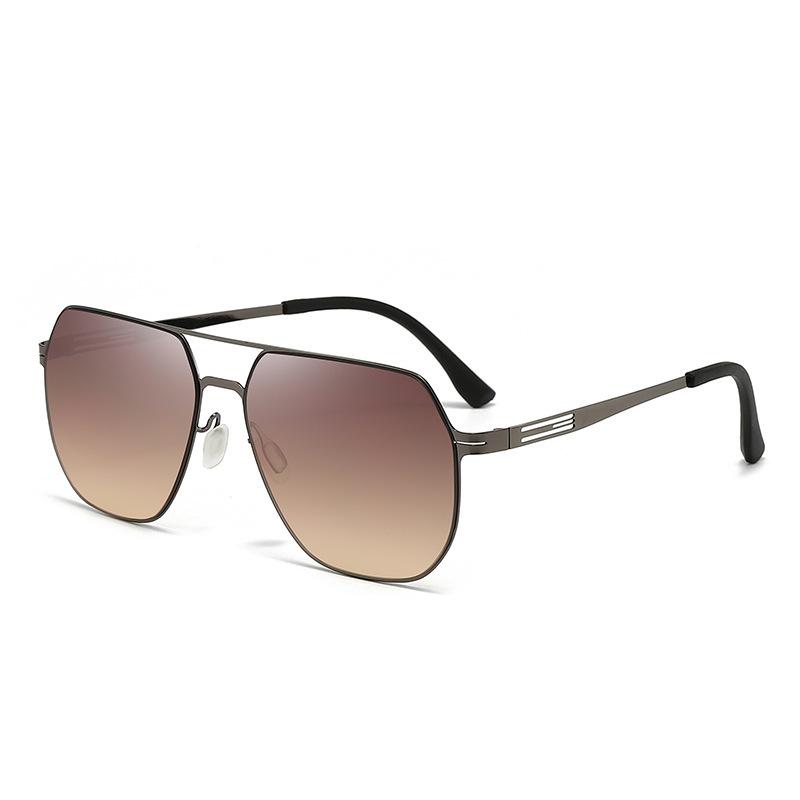 Ultra-Light Sunglasses Stainless Steel Leather Square Driver Men'S Driving Lenses Sunshade Sunglasses Premium Trendy