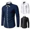Men Black Long Sleeve Shirt Trendy Contrast Color Uniform Jacket Spring Autumn Casual White Clothing