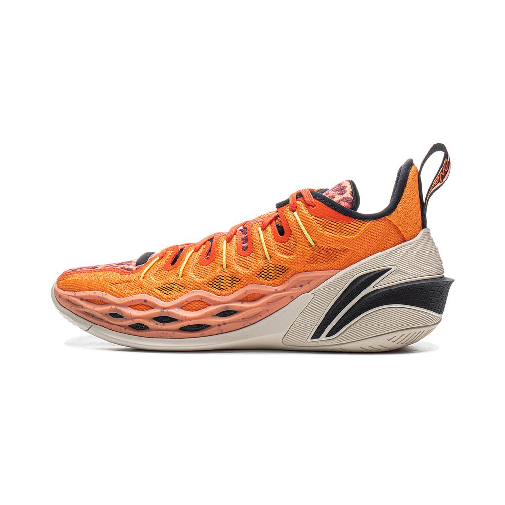 Li Ning Buckets Амортизация Скользкие Дышащие Низкие Баскетбольные Кроссовки Мужские Солнечно-Оранжевые ABAV051-1