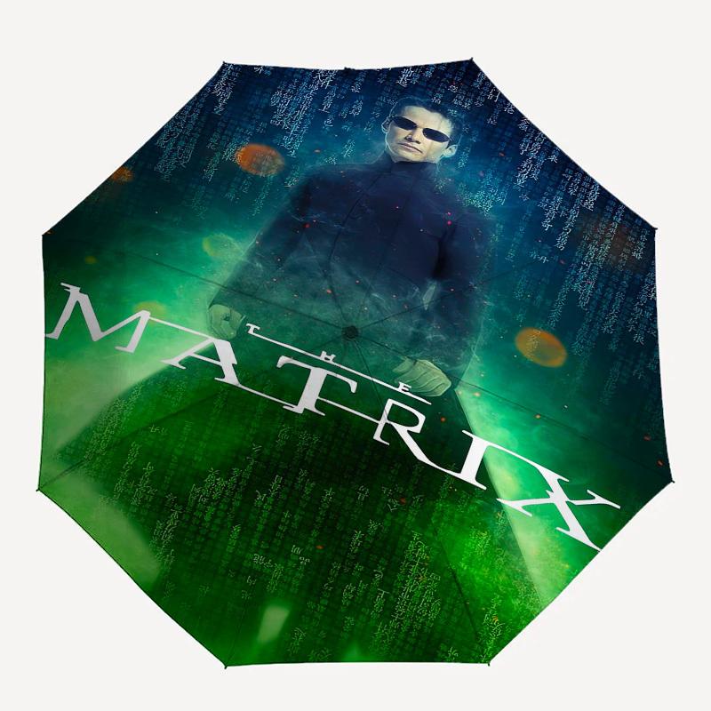 1pc Matrix Code Neon Lights Umbrella with Plastic Handle,Suitable for All Seasons Travel Outdoor Multi-functional UmbrellaDCS254