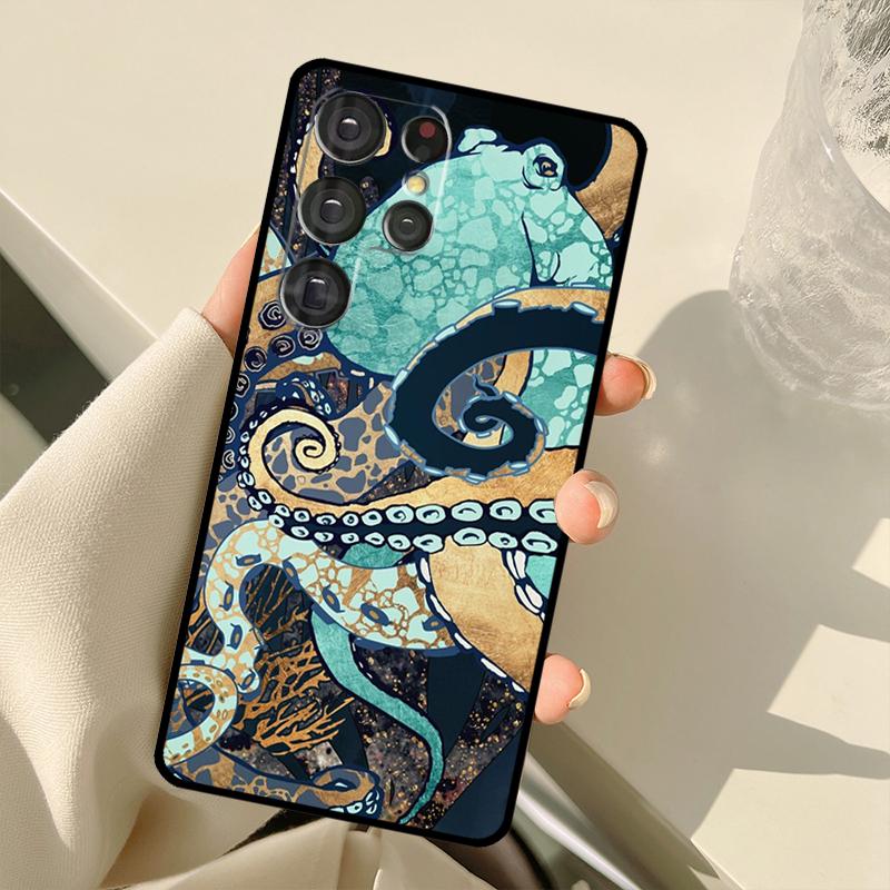 Океанский Чехол с Осьминогом в Эстетичном Стиле Для Samsung Galaxy S25 Ultra S21 S22 S23 S24 Ultra S9 S10 Plus S20 FE S24 FE Задняя Крышка