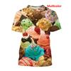 Colorful Ice Cream 3D Printed Top Casual Short Sleeve T-shirt for Adults Summer Plus Size Men's T-shirt