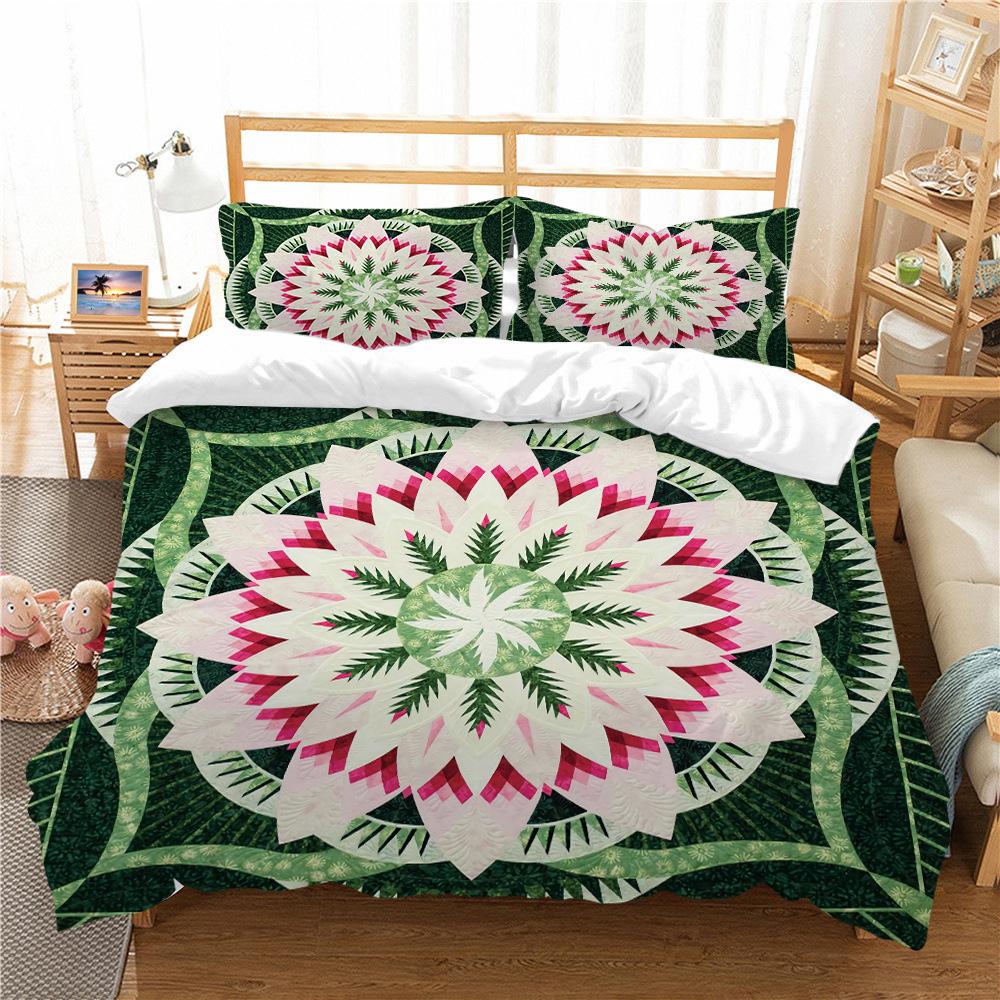 Bohemian Lotus King Queen Duvet Cover Boho Mandala Bedding Set For Kids Teens Adults Exotic Flowers 2/3pcs Polyester Quilt Cover
