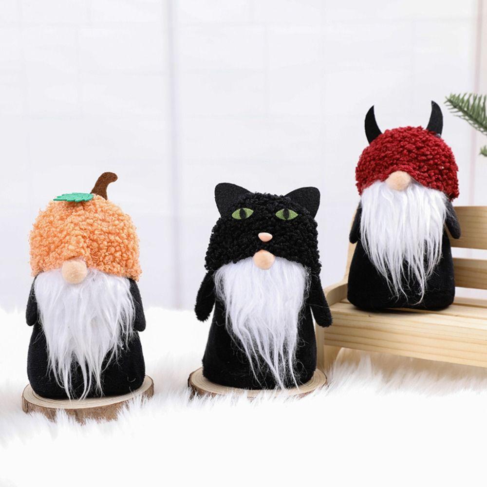 Cute Fall Gnome Figurines Fashion Creative Plush Ornaments Exquisite Pumpkin Black Cat Swedish Elf Dwarf Faceless Old Man Doll