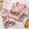 Style Sweet Ice Summer Womens Silk Pajamas Cool Shortsleeved Homewear Set