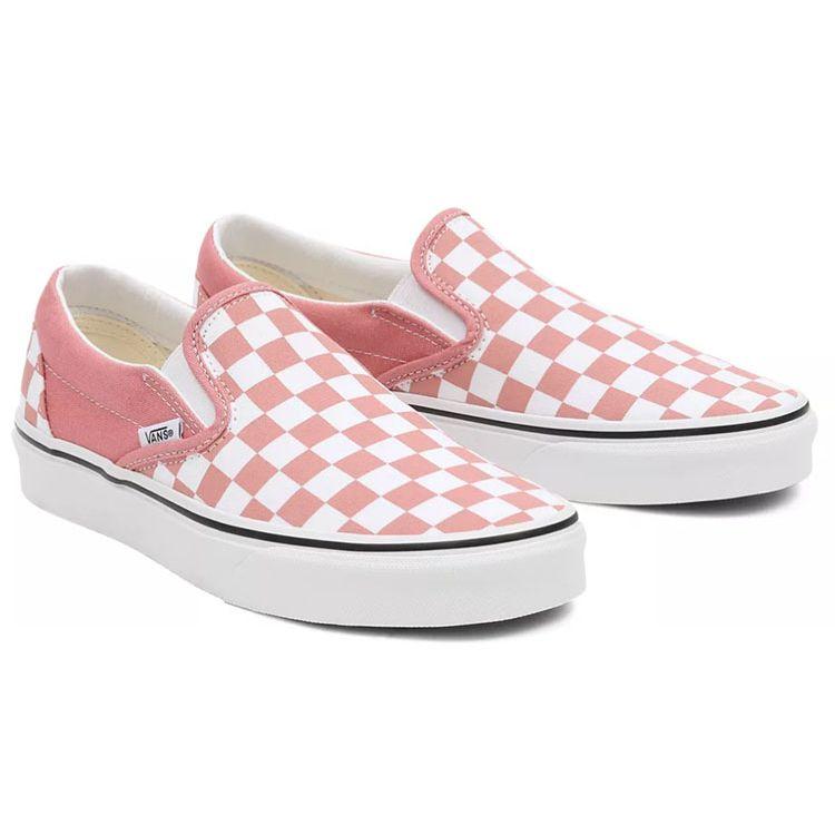 Vans Slip-On Low Top Skate Shoes Pink And White Checkerboard Women Sneakers VN000XG8B01