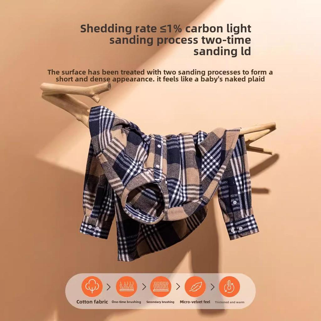 Мужская рубашка из чистого хлопка в клетку с длинным рукавом — модная, повседневная, универсальная