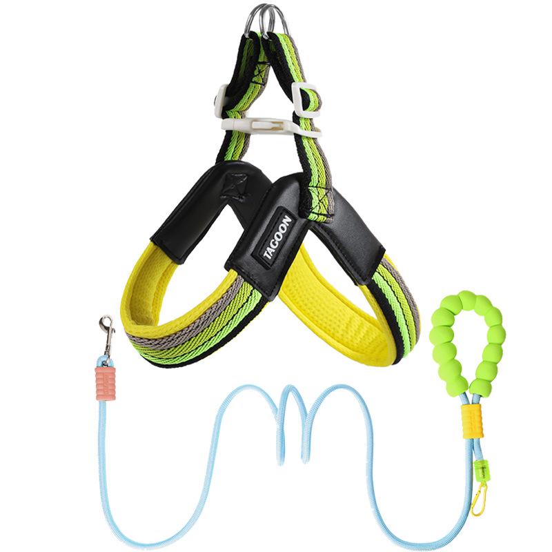 Дышащая шлейка с цветными блоками и поводок для маленьких/средних собак - Тедди, Сиба-ину