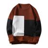 Fashion Casual Long Sleeve Color Contrast Round Neck Men'S Sweater Loose Pullover