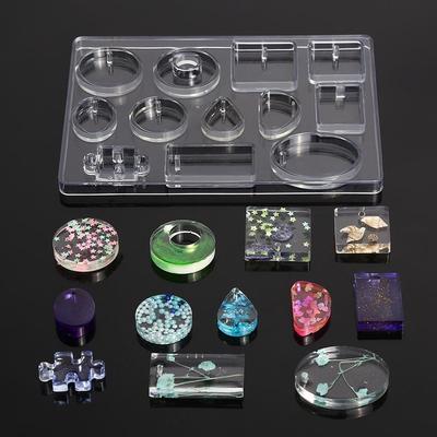 Силиконовая литейная форма для DIY ювелирных изделий из смолы, подвески, 12 форм, силиконовые формы для литья, инструменты для эпоксидной смолы