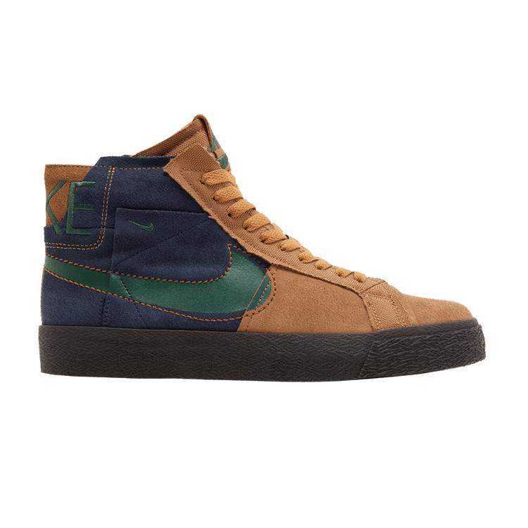 Мужские кроссовки Nike SB Zoom Blazer Mid Premium Legend Темно-коричневый Обсидиан Пэчворк