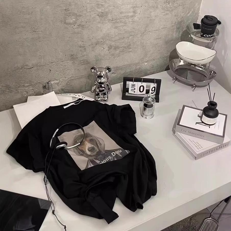 Новая летняя повседневная свободная универсальная футболка с короткими рукавами и принтом мультяшной собаки для женщин