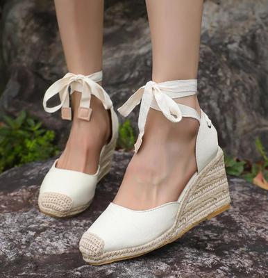 Мода 2024 года, женские эспадрильи, сандалии с ремешком на щиколотке, удобные тапочки, женская повседневная обувь, дышащие туфли-лодочки из льна и конопли