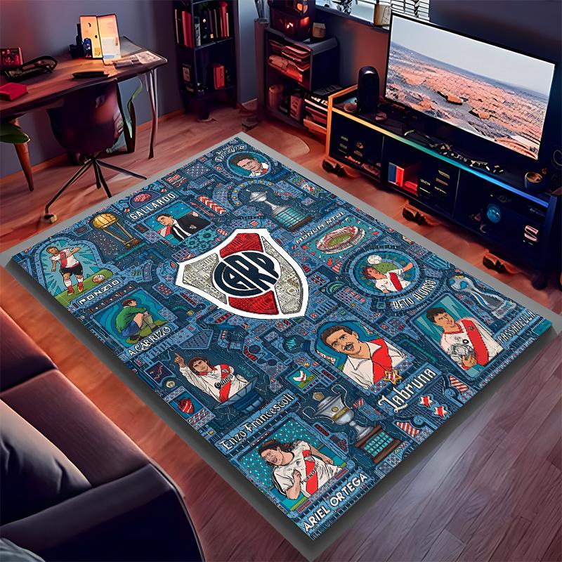 1pc Club Atlético River Plate Print Area Rug - Soft,Washable Non-Slip Indoor Mat for Office Chairs,Living Room,Home Office Decorative Rug