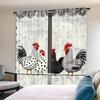 2 Pieces - Retro Polka Dot Chicken Pattern - Printed Curtains, Window Decorations, Home Decorations, Room Decorations