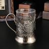 Vintage Russian Style Glass Cup With Embossed Metal Holder Retro Whiskey Tea Mug Home Bar Decor Business Souvenir Gift