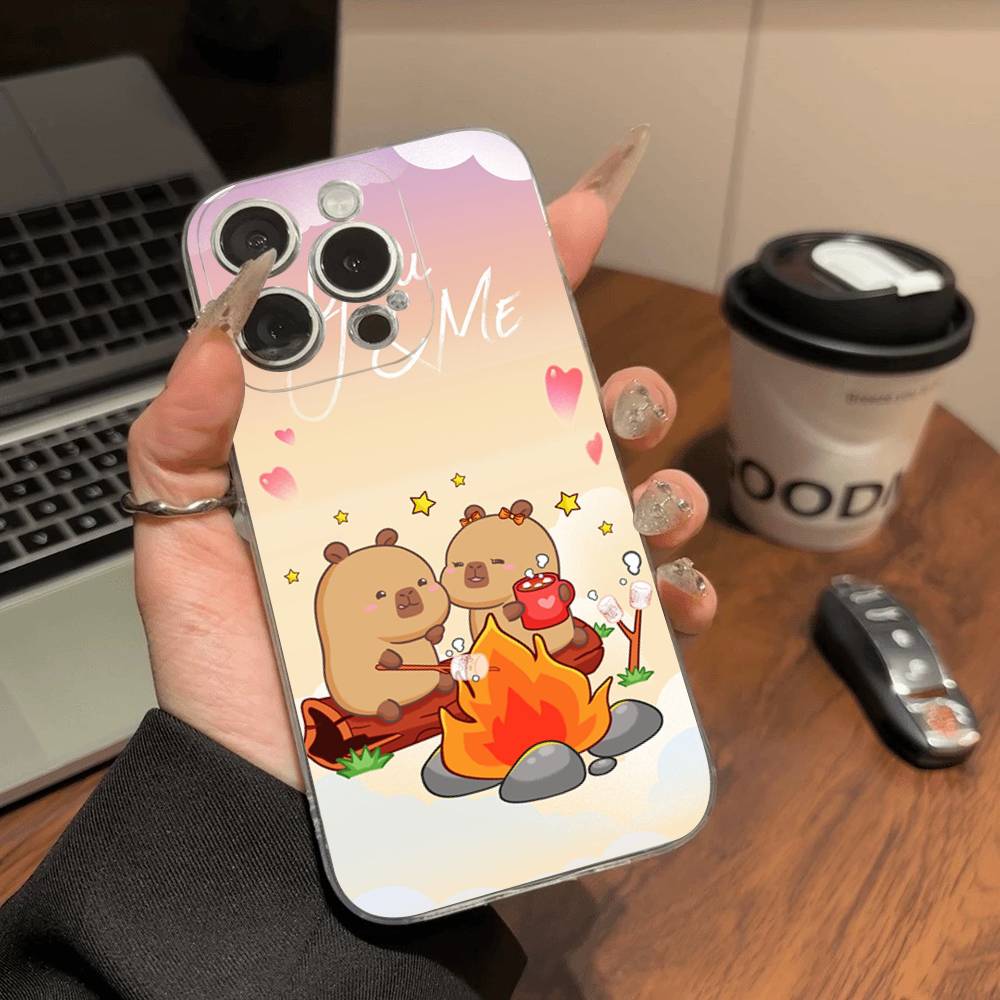 Cartoon Capybara Transparent Soft Phone Case For IPhone 15 12 14 16 17 13 Plus 11 Pro Max 13 Pro