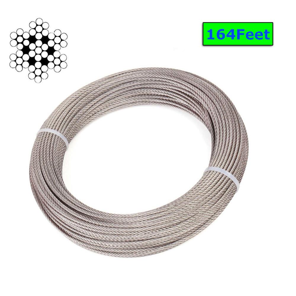 T316 Marine 1/8 Inch Stainless Steel Aircraft Wire Rope for Deck Cable Railing Kit,7x7 100/164 Feet