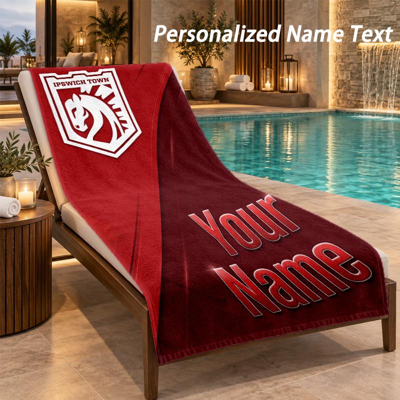 Custom Text Ipswich Town Print Beach Towel Large Towel For Home Bathroom Beach