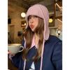Korean Film~ Small Solid Color Lace-up Knitted Wool Flying Hat Women's Winter Versatile Ear Protection Student Hat
