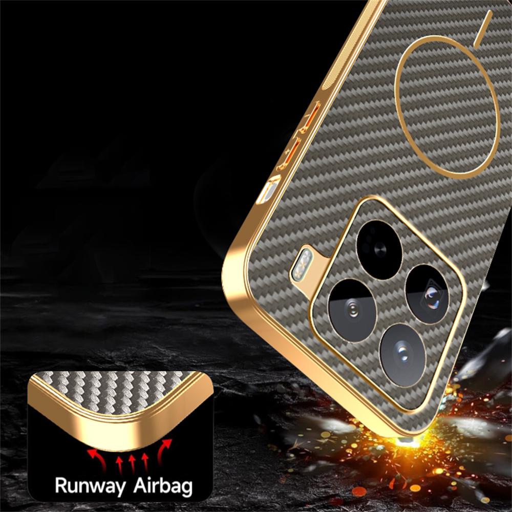 For Xiaomi 15 Pro Phone Case Carbon Fiber Textured Electroplated TPU Back Cover