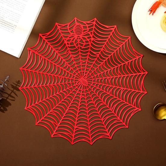 Коврик для стола на Хэллоуин Креативный пластиковый коврик для паутины Водонепроницаемый маслостойкий теплоизоляционный коврик для чаши Многоразовый коврик против ожогов Кухонные принадлежности